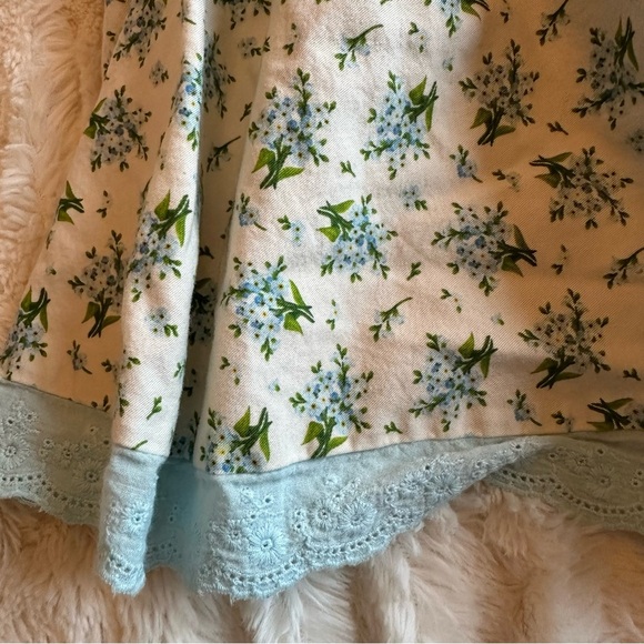 GIRL August Tea Party Blue Floral Eyelet Summer Boutique Dress Girls Sz 6 - Picture 3 of 7